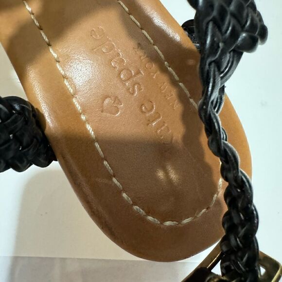 Kate Spade Espadrille woven black Wedge Heel Sandals Size 7 M - Picture 8 of 10